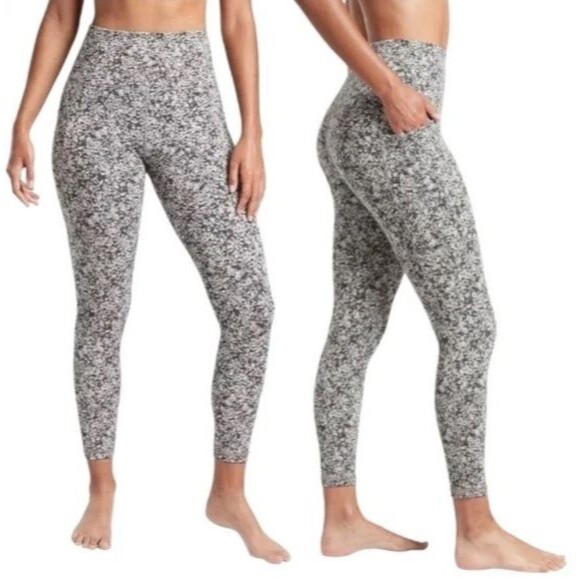 ATHLETA Moonflower Black Salutation Stash Pocket II 7/8 High Rise Tight Petite S - Picture 4 of 8